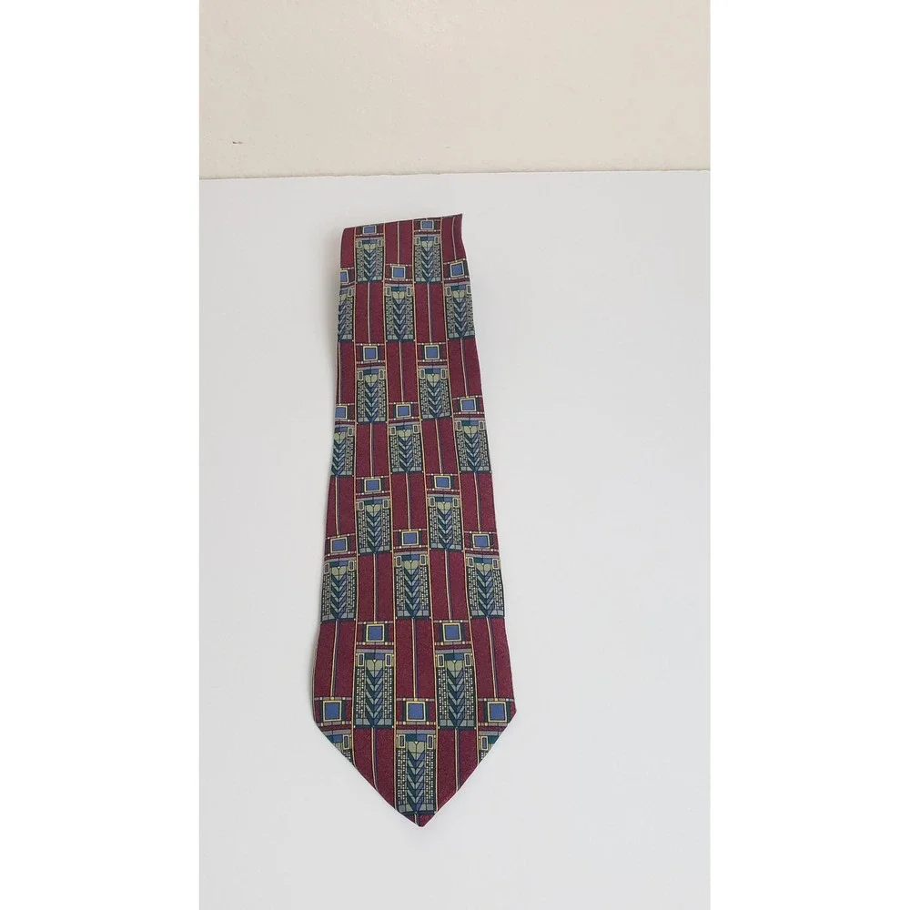 Frank Lloyd Wright Tree of Life Silk‎ Tie Boelder Milwaukee Burgundy Made Italy